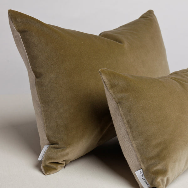 Velvet Front Cushion 20 x 15 inch "Green Hay"
