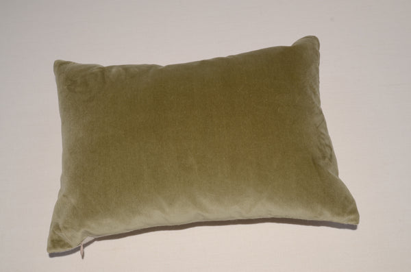 Velvet Front Cushion 16 x 12inch "Green Hay"