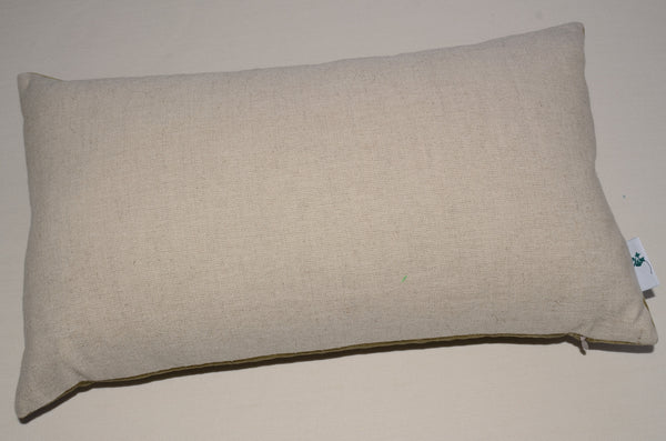 Velvet Front Cushion 19  x 11 inch "Green Hay"